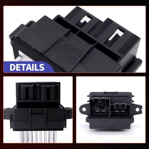 Solid Plug And Play Blower Motor Resistor HVAC Control Module AC Heater Replacement For Buick Chevy Cadillac Ford Gmc 13503201 close-up showing electrical connectors and housing.