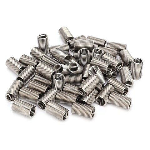 50 Piece Wire Thread Insert Sleeve Kit For M10 X 1.5 Screws Stainless Steel 304 Coiled Inserts shown in a pile