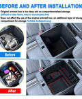 Before and after installation of Nissan Frontier Center Console Organizer Tray Perfect Fit For 2022 2023 2024 2025 2026 Frontier