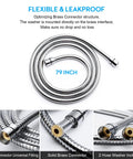 Extra Long 79 Inch Stainless Steel Shower Hose With Brass Insert And Nut, Chrome Finish Flexible Handheld Shower Head Hose