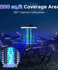 3 In 1 Outdoor Bug Zapper With 5000mAh Battery, LED Night Light, And 4000V Electric Fly Zapper for outdoor mosquito control