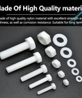 M4 M5 M6 M8 M10 White Nylon Hex Bolt Nut Washer Kit With 216 Pieces For DIY Electronics Makers, Metric Thread Screws