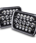 Pair of 7x6 And 5x7 H6054 LED Headlights for trucks and vans shown with universal fit for Jeep Wrangler YJ Cherokee XJ