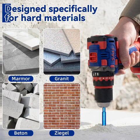 Heavy Duty Five Piece Vacuum Brazed Diamond Core Drill Bits Set used on granite, marble, and brick with a power drill.