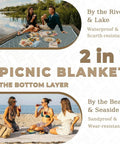 2 In 1 Extra Large Camping Blanket With Soft Woven Top And Durable Oxford Base used by lake and beach