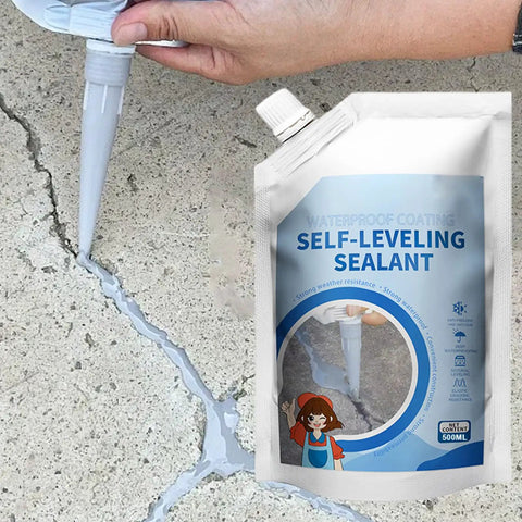 Heavy Hitter Concrete Crack Sealer Self Leveling Waterproof Masonry Filler Fast Set Patch Paste For Brick Stone Driveways And Foundation Walls 500ml Can being applied to a crack in concrete.