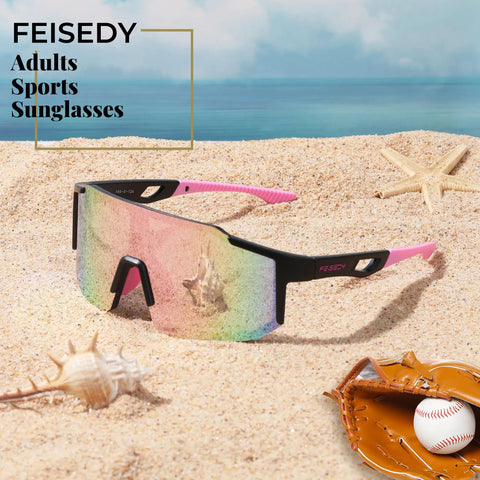Top Tier Wrap Around Sports Sunglasses For Men And Women Drip In Style With Uv400 Eye Protection and Wide One Piece Lens, on beach sand.