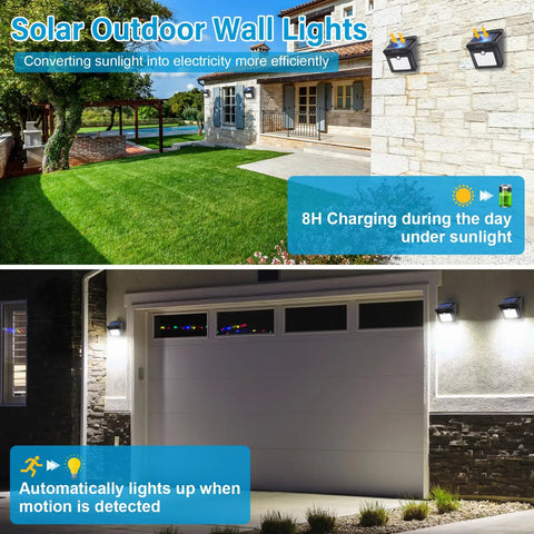 28 LED Solar Motion Lights Outdoor Wireless Waterproof Security Wall Lights For Front Door Back Yard Garage And Porch, daytime solar charging installation