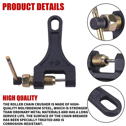 Front view of Stylemafia chain breaker tool for #420-530 chains, black steel with screw and pin.