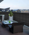 Balcony Privacy Screen Cover 3.5 Ft by 16.5 Ft, Outdoor Privacy Screen for Porch Deck Patio Backyard, includes 35 Zip Ties, installed on a balcony.