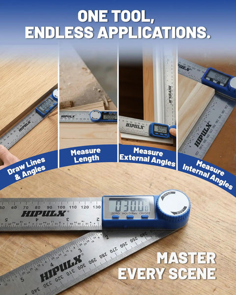 Slick 2 In 1 Digital Angle Finder Tool And Stainless Steel Ruler serving up dead on accuracy, measuring angles and lengths.