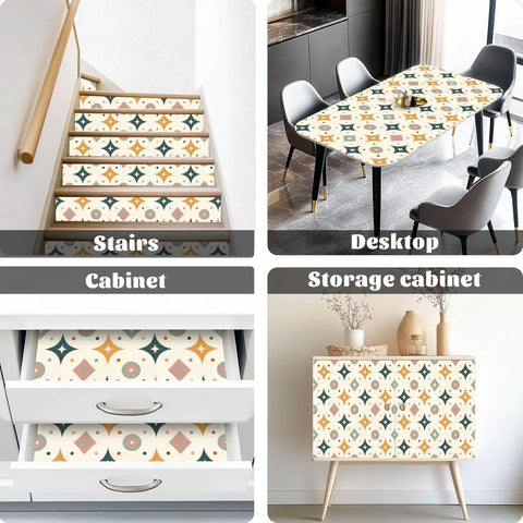 Top Tier Geometric Retro Peel And Stick Wallpaper For Your Space Refresh Skip The Drill With Easy Peasy Self Adhesive Removable Wallcovering That Hits Great On Any Wall used on stairs, desktop, and storage cabinets.