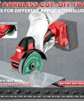 Cordless Cut Off Tool Built To Crush It With 18V Battery System, 18,000 RPM Brushless Motor, 4 Inch Cutting Blades in use on metal