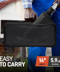 Person holding 60 Inch Folding Magnetic Work Umbrella With Magnetic Base And Clamp, showcasing portability and compact design