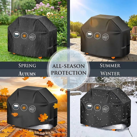Summit S-420 Grill Cover Fits 2010-2026 Heavy-Duty Weatherproof Water-Resistant All-Season Outdoor Barbecue Protector in four seasons