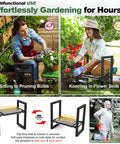 Heavy Duty Garden Kneeler And Seat With No Slip Anti Tip Stability, Foldable Ergonomic Handles, Wide 12.7 Inch Cushioned Pads, Pain Free Weeding For Seniors And Women Or Men, Multifunctional Gardening Stool Bench For Yard Work in use