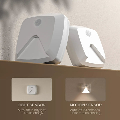 Six Pack Stick On Motion Sensor Lights With Easy Install Warm White LED Night Light for stairs and hallway
