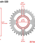 Drive Chain And Sprockets Kit For Yamaha Breeze 125 YFA1 And Grizzly 125 YFM125G YFM125 G 1989 To 2012 rear sprocket dimensions