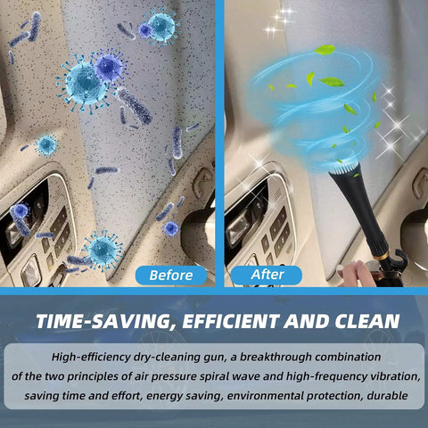 High Pressure Car Interior Spraying Gun With Two Nozzle Sets And Air Pulse Connector cleaning beige car ceiling before and after