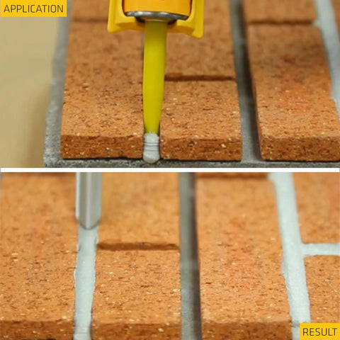 Application of Mortar Fix Go-To Sealant In Limestone Color For Repairing Damaged Mortar Joints And Gaps A Flexible One Component Polyurethane Elastomeric Sealant In A 10.1 Fl Oz Cartridge That Blends Well On Rough Stucco Surfaces