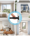 Two Pack Tension Curtain Rods 41 To 126 Inches Adjustable No Drilling Easy Install Outdoor Black Curtain Rods for patios and windows.