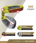 Twisted Eye Polyester Lift Sling 3 Inch By 6 Foot Heavy Duty Lifting Web Sling With Reinforced Eyes For Easy Hook Up, Lightweight Industrial Grade For Maximum Safety And Durability, showcasing nylon webbing and safety label.