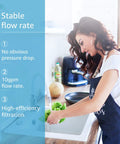 No Fuss Whole House Scale Inhibitor Filter Cartridge Compatible With AP430SS, woman washing lettuce with stable flow rate
