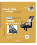 Black Mesh Lumbar Support Cushion Pad With Massage Beads For Office Car Chair package, showing ergonomic design and usage in car.
