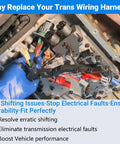 Mechanic installing Duramax Chevy Allison Transmission Wiring Harness With 7 Solenoids And 20 Pin Connector for trucks.