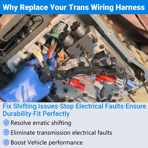 Mechanic installing Duramax Chevy Allison Transmission Wiring Harness With 7 Solenoids And 20 Pin Connector for trucks.