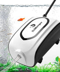 Fishkeeper aquarium air pump, white with black trim, dual outlets, power cord visible
