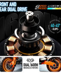 Close-up of dual motor system for Dual Motor 1600W Electric Scooter For Adults, showing suspension and drive components.
