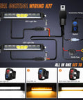 Amber DRL LED Light Bar Set, 2 Pack, 12.2 Inch, 45W Each, Single Row Off Road Lights wiring kit with switch and relay