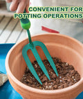 Three-Prong Garden Hand Fork With Carbon Steel Construction And Grip-Friendly Rubber Handle, Rust-Resistant Small Weeder in pot