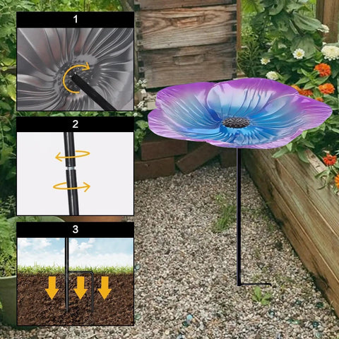 Bee Watering Station 1 Pack Bird Bath And Butterfly Cup With Flower Design Weather Resistant Metal Stakes For Outdoor Garden Yard Decor Purple Perfect For Attracting Bees And Butterflies With No Fuss Easy Setup installation guide