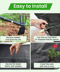 Heavy Duty Weed Barrier Fabric 3.2oz Landscape Material for Garden Beds and Driveways Includes 20 U Shaped Pegs to Secure It Down and Block Weeds Long Lasting Ground Cover for Commercial and Home Landscaping usage guide.