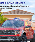 Person using 62 Inch Car Wash Brush Kit With Long Reach Handle And Chenille Microfiber Mop Mitt to wash truck