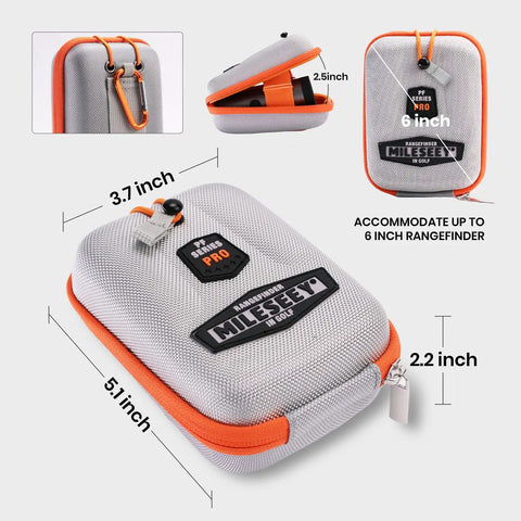 Hard Shell Golf Rangefinder Case With Universal Fit Holds Rangefinder And Two Golf Balls EVA Carry Case With Carabiner Clip Rugged Protective Box Compatible With Bushnell Callaway TecTecTec, measurements labeled