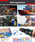 All-In-One 1150-Piece Wire Connectors Kit With Crimping Tool for auto and home wiring applications and tools displayed