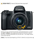 Camera lens showing size for Two-Pack 49mm Front Lens Cap With Keeper For Canon R100 R50 R10 And RF-S Kit Lenses