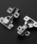 Two Pack Short Arm Kitchen Cabinet Hinges One Half Inch Overlay Brushed Nickel 105 Degree Soft Close Concealed Hinges