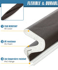 Slap On This Foolproof Door Weather Stripping To Kick Chilly Drafts To The Curb Featuring A Tight V Shaped Kerf Seal That Blocks Light Noise And Wind While Keeping Your Cozy Home Insulation Secure For 26 FT In Brown showing the durable PE cover and PU foam detail.