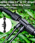 20Pcs 4-Way Barbed Tee Drip Irrigation Fittings Set For 1/2 Inch To 1/4 Inch Tubing Anti Drop Connectors in garden setup