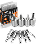10 Piece Diamond Drill Bit Set For Glass Tile Ceramic Marble And Granite With Precision Diamond Cutting displayed with packaging