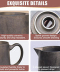 Close-up of Real Heavy Duty Ceramic Pour Over Coffee Dripper, featuring insulated handle and V-shaped spout for easy use.