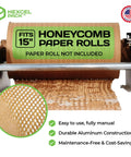 Top Shelf Mini Packing Station, 15 Inch Slick Honeycomb Paper Dispenser, features durable aluminum construction for easy wrapping.