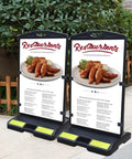 2 Pack 24 By 36 Inch Double Sided Sidewalk Sign For Outdoor Use Weatherproof Plastic Advertising Board With Water Filled Base Grey Frame For Restaurants Cafes Bars And Events