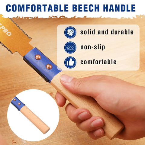 Kickass Six Inch Japanese Pull Saw Featuring Double Edged Design With Fourteen Teeth Rip Side And Seventeen Teeth Cross Cut Blades For Slick Precision Woodworking And Pro Grade Carpentry Projects handle with comfortable beech grip