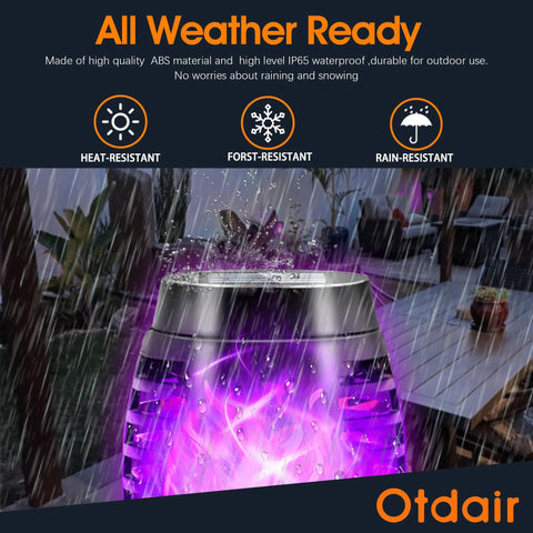 Purple Flame Solar Christmas Lights Outdoor 12 Pack With Dancing Torch Effect, waterproof in rainy patio setting