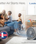 Air Circulator Floor Fan With Three Speeds 20 Inch Model 3300 Gray in a family room setting.
